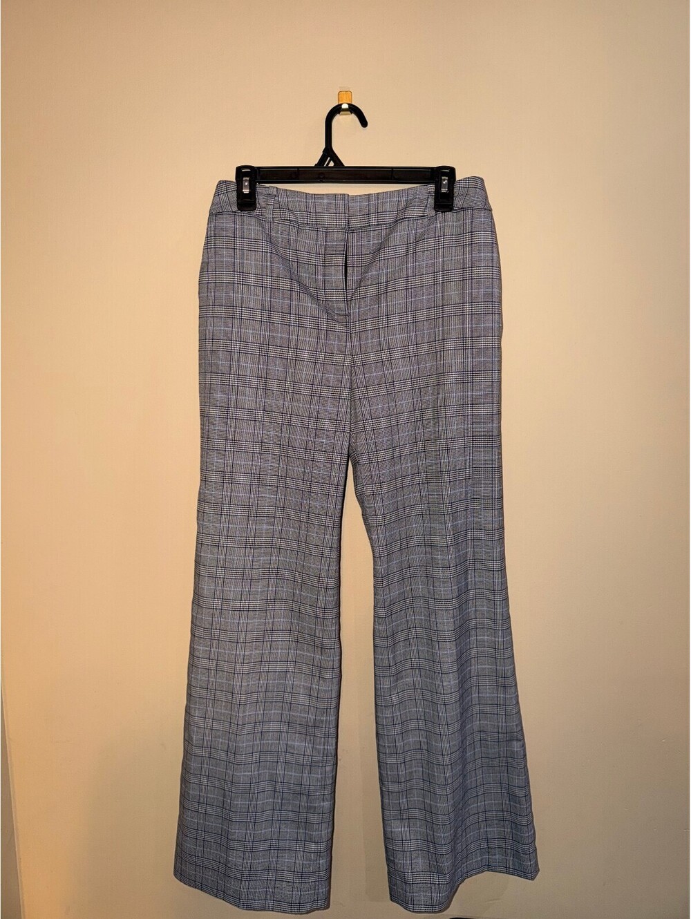 Calvin Klein Glen Plaid Wide Leg Trousers Womens 4 Gray Blue